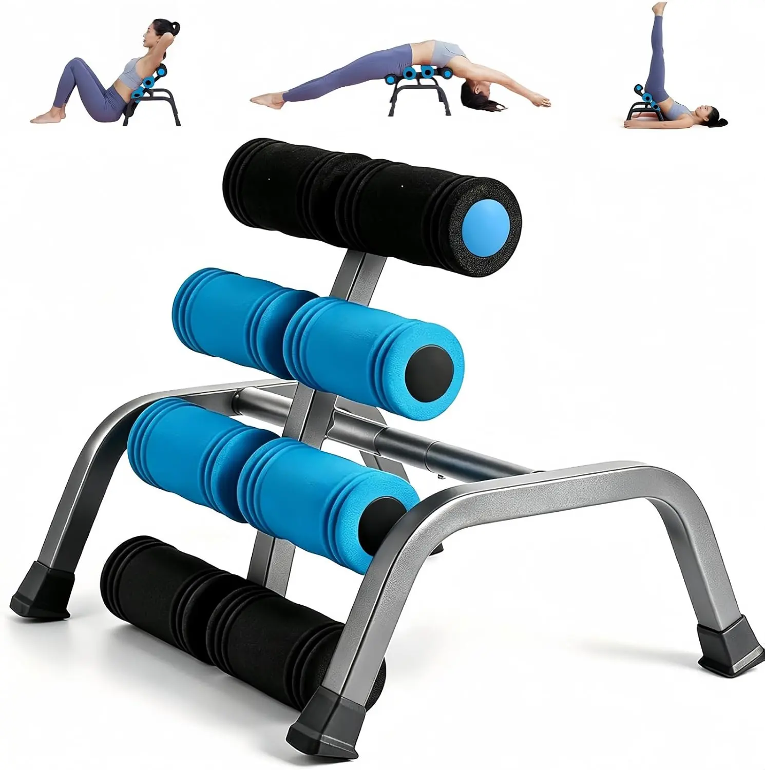 Compact Foldable Mini Inversion Table, 400LBS Heavy Duty Spinal Decompression Machine with 8 Massage Rollers, Safe Back Stretching Fitness Device for Household Workout