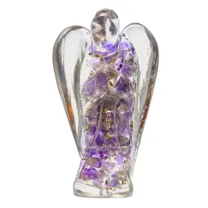 Guardian Angel Figurine Pocket Crystal Angel for Protection - Orgone Guardian Angel with Orgonite Layer and Natural Crystal for Healing Gift