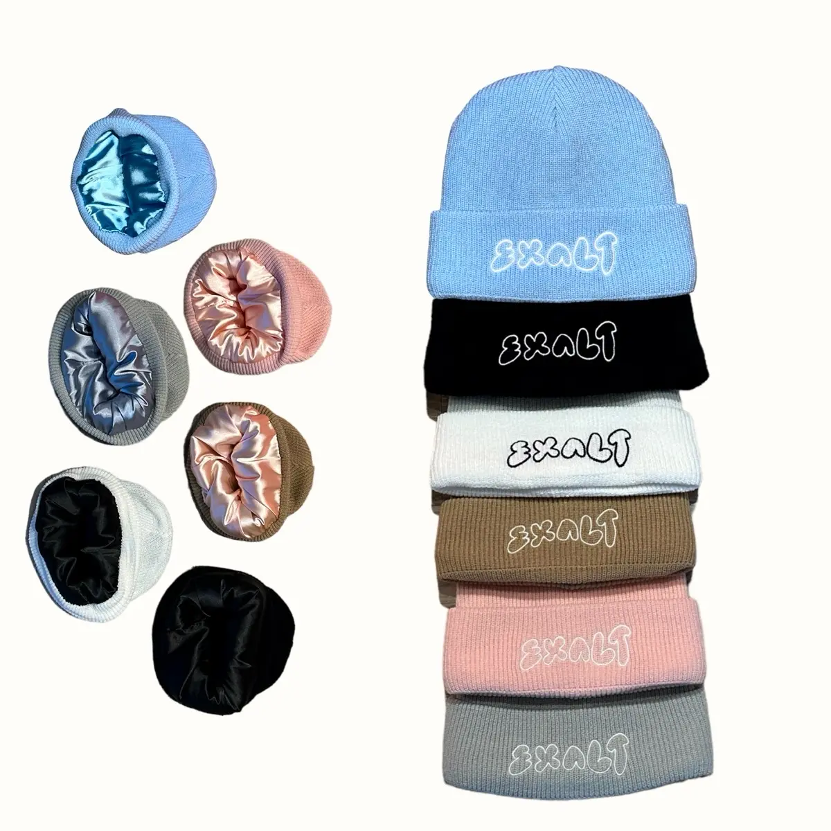 Handwoven Satin Lined Beanie. Satin-lined, Anti-frizz, All-weather, Unisex