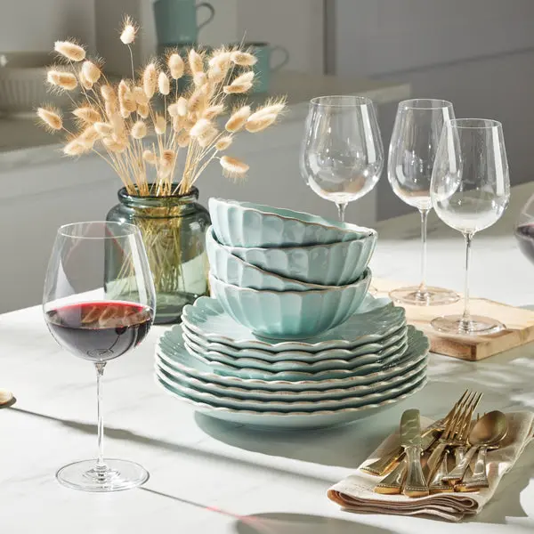 Lenox 894511 French Perle Scalloped Edge Dinnerware Set - Ice Blue, 12 Pieces