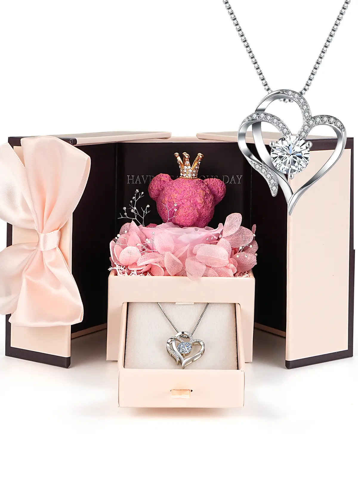 1 Piece Heart Necklace with 1 Piece Gift Box, Gifts for Women Mom Wife Sister Grandma Girlfriend Her, Mothers Day Gifts from Daughter Son,Gift for Bir