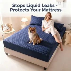 【Hvnde】Pet-Friendly Waterproof Mattress Protector, Anti-Leak & Urine-Proof, Soft & Dirt-Proof, Deep Pockets for Home/Dorm/Hotel (Pillowcase Not Included)