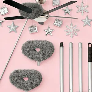 Lightweight Extendable Ceiling Fan Duster – Telescoping Aluminum Pole, Bendable Microfiber Head | Effortlessly Clean High Ceilings, Blinds & Christmas Chandeliers | Holiday Cleaning Hack