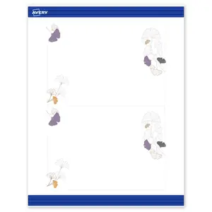 Avery Printable Rectangle Invitation Cards, 5" x 7", Matte White, Pre-printed Silver Metallic/Gingko Leaves Design, Sure Feed Technology, Laser & Inkjet Compatible, 40 Total