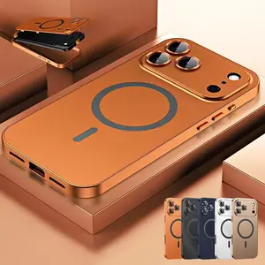 2026 iPhone Cases Alloy Aluminum Metal Frame with MagSafe Magnetic PC Backplate Case for iPhone 17 Pro,17 Pro Max Ultra Thin Phone Cover with Full Coverage Lens Protector Support Wireless Charging Durable Shockproof Casing