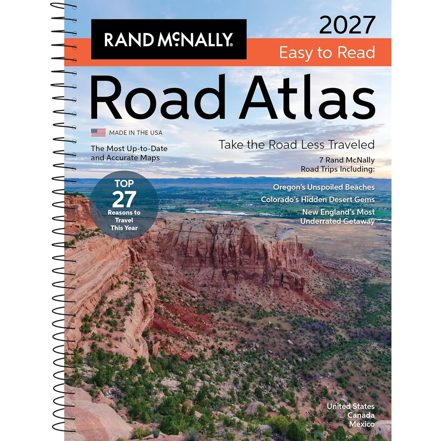 Rand McNally 2026-2027 Large Scale English Road Atlas - Regular Edition, Paperback, 184 Pages, Easier on the Eyes, Expertly Crafted Maps, QR Codes for Each Trip, 27 Reasons to Hit the Road, 7 Stunning Detours, Travel Adventure Use, Paperback Book, Rand Mc