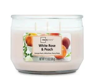 Mainstays White Rose & Peach 3 Wick Candle, 11.5 oz