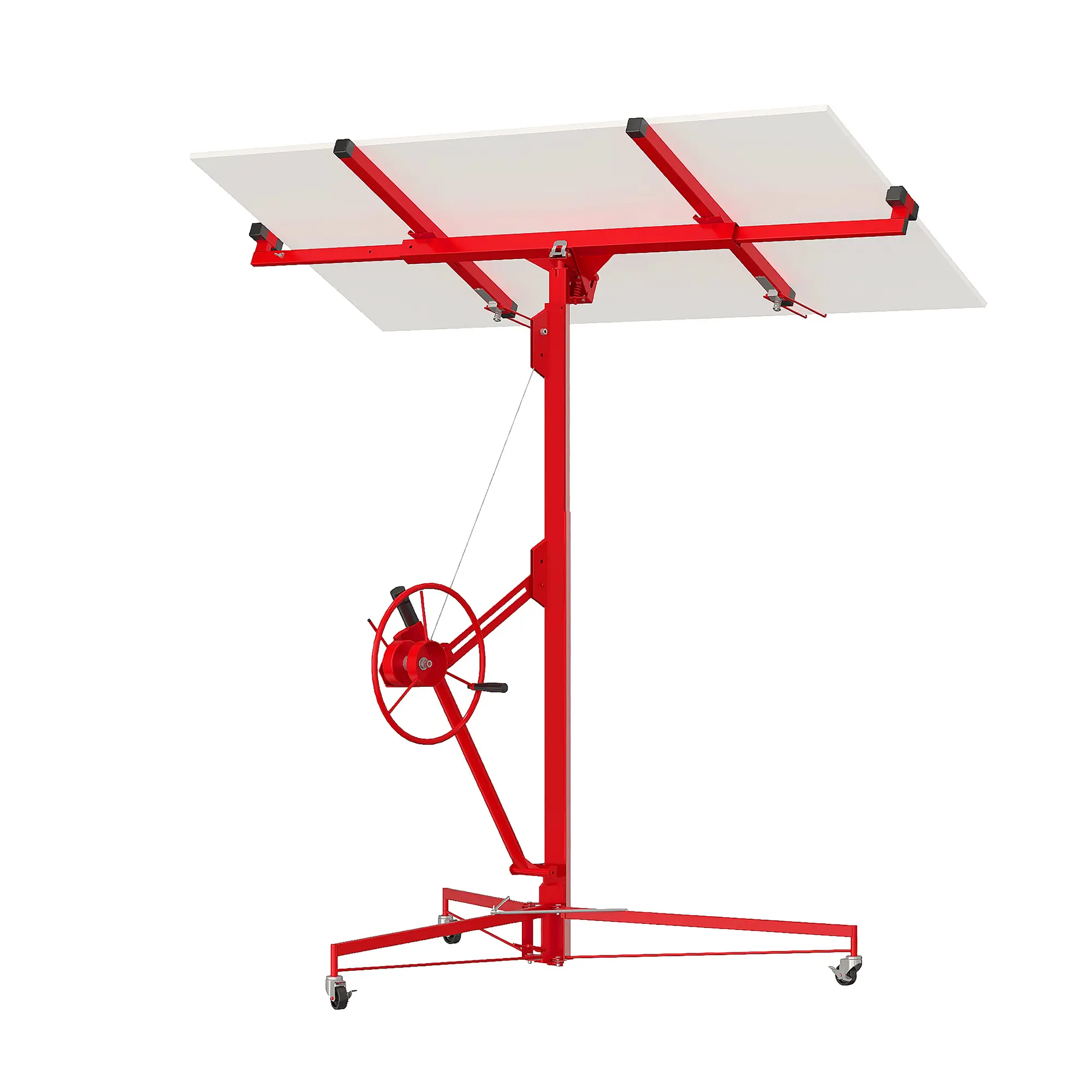 11FT Drywall Panel Hoist, Heavy Duty Sheetrock Lift, 150 LBS Load Capacity, 360° Adjustable Drywall Jack with Rolling Wheels, for Home Improvement & Construction