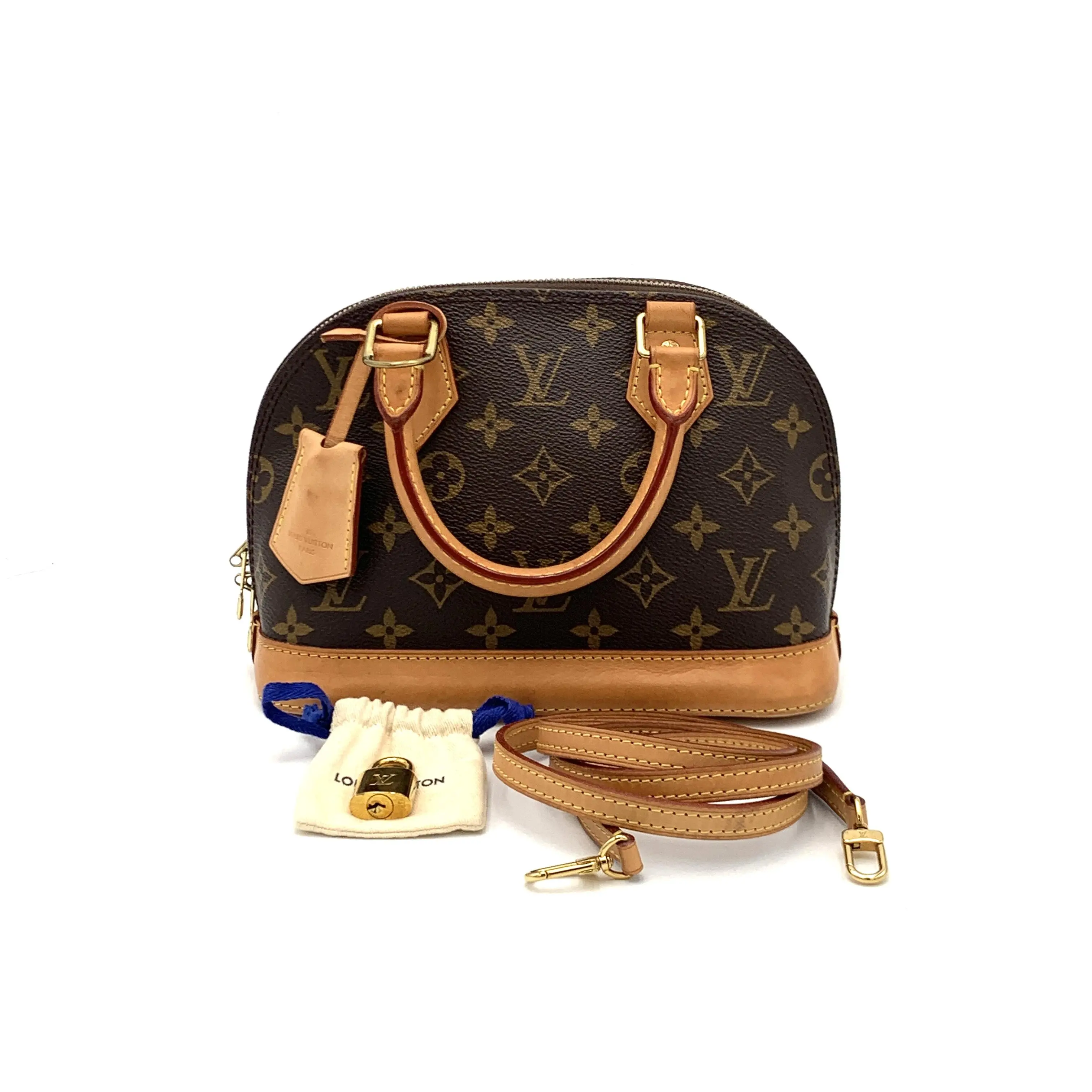 Pre-owned Louis Vuitton Canvas Coated Handbag Alma Monogram Brown BB#4099