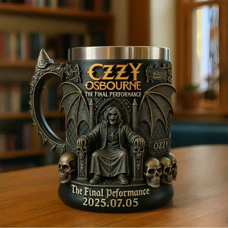 Halloween 3D Oz Ozborne Commemorative Cup Stainless Steel Skull Mug Beer Cup Coffee Cup Drinkware Heavy Metal Merchandise, Halloween Home Decoration,