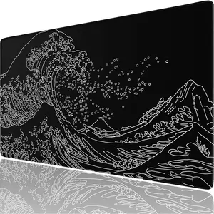 Gaming  Pad Large, 31.5" x 15.7" Extended  Keyboard Mousepad with Non-Slip Rubber Base, Stitched Edge,  Fabric XXL Big Long Laptop Pad for Gamer, Office, , Waves