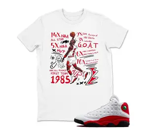 AJ13 OG Chicago Red Match T Shirt, MJ GOAT Dunk Graphic Tee, 90s Hip Hop Tee, Gift For Women and Man Unisex T-Shirt, Cozy Gift