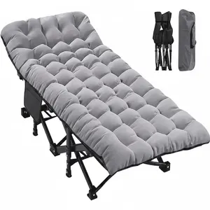 Folding Camping Cot for Adults - Outdoor Furniture, Padded Mattress, Pillow, Adjustable Reclining Lounger, Portable Easy-Setup Sturdy Durable Sleeping Bed for Camping, Travel Use,summervibes