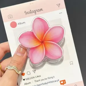 Pink Plumeria Flower MagSafe Phone Grip – Tropical Floral Magnetic Pop Socket Kickstand, Cute Aesthetic Gift for Her