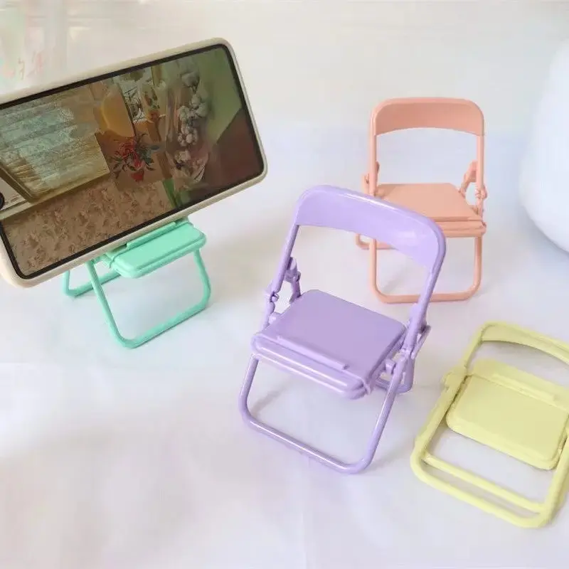 4pcs Creative Small Chair Design Mobile Phone Holder, Cell Phone Holder Desk, Cute Desktop Decoration & Ornament, Mini Lazy Viewing Stand for Phones, Smartphone Stand, Phone Mount, Cell Phone Mounts(Random Color)