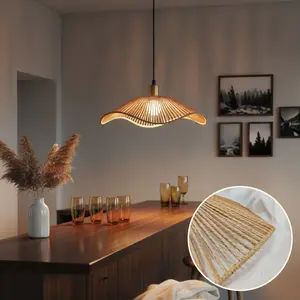 Bohemian Woven Paper Lampshade, Artistic Decorative Shade, Rustic Farmhouse Style, Handmade Irregular Pendant Light Cover, Warm Light, Living Room (bulb Not Included)