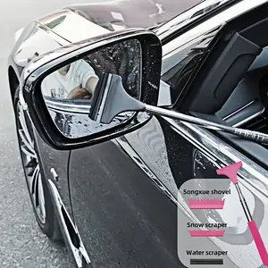 Retractable Portable Rain and Snow Scraper Snow Shovel Water Removal Brush 3 in 1 Handle Tool, easy to clean car mirrors, windows, shower glass and windshield - Convenient and practical!