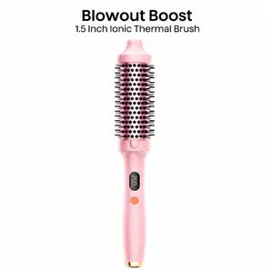 1.5 Inch Heated Round Brush for Women, Thermal Hair Styling Brush for Soft Blowout Look, Tourmaline Ceramic Barrel, LED Display, Negative Ion Care, Dual Voltage 120-240V
