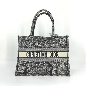 Pre-owned Dior Canvas Tote Bags Embroidered Small Dioriviera Toile De Jouy Book Tote Blue JA0031