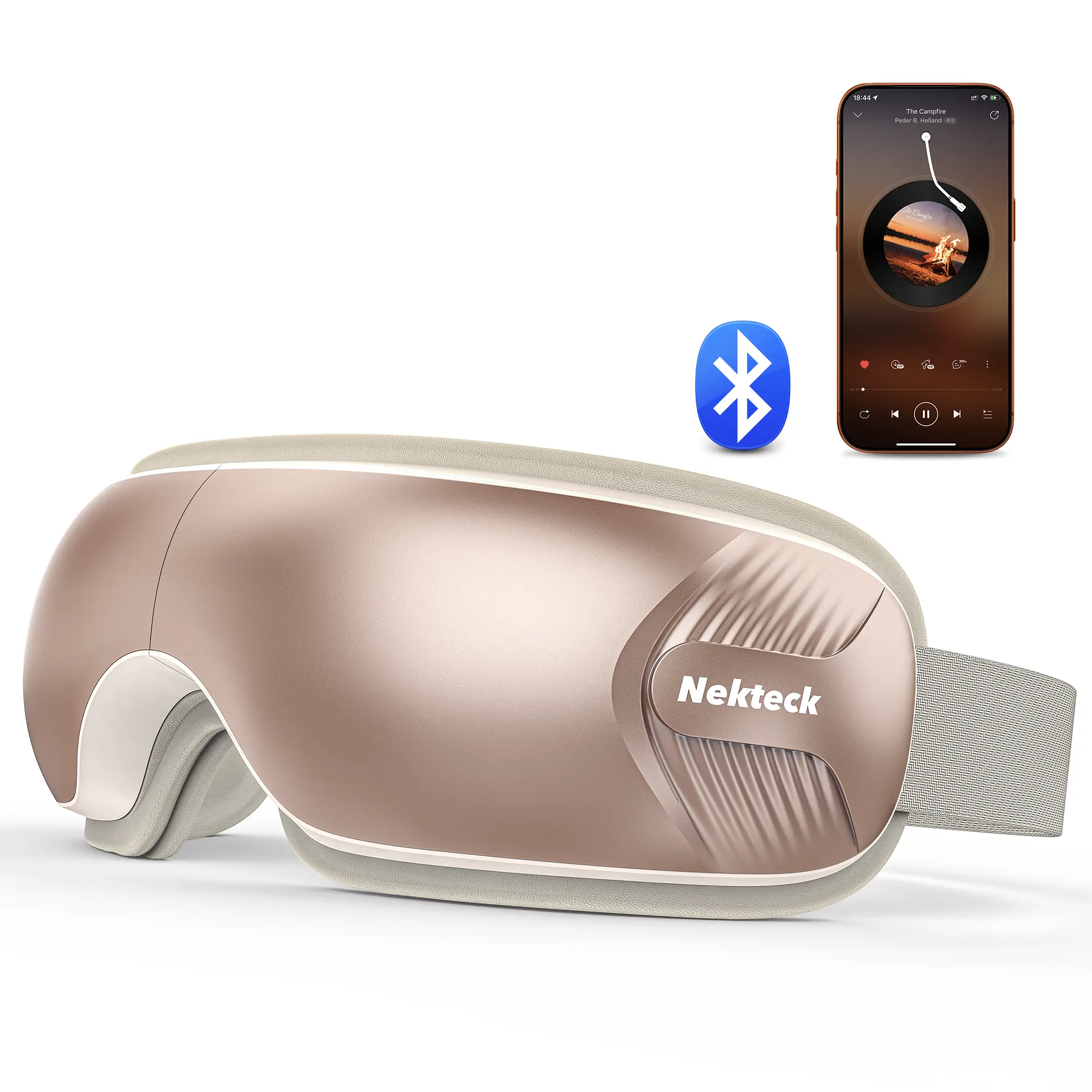 Nekteck Eye Massager with Heat & Bluetooth Music, Comfort Eye Mask for Relaxation, 5 Massage Modes, 15 mins Auto-Off, Ideal Gift for Men & Women,Christmas 's Day Present