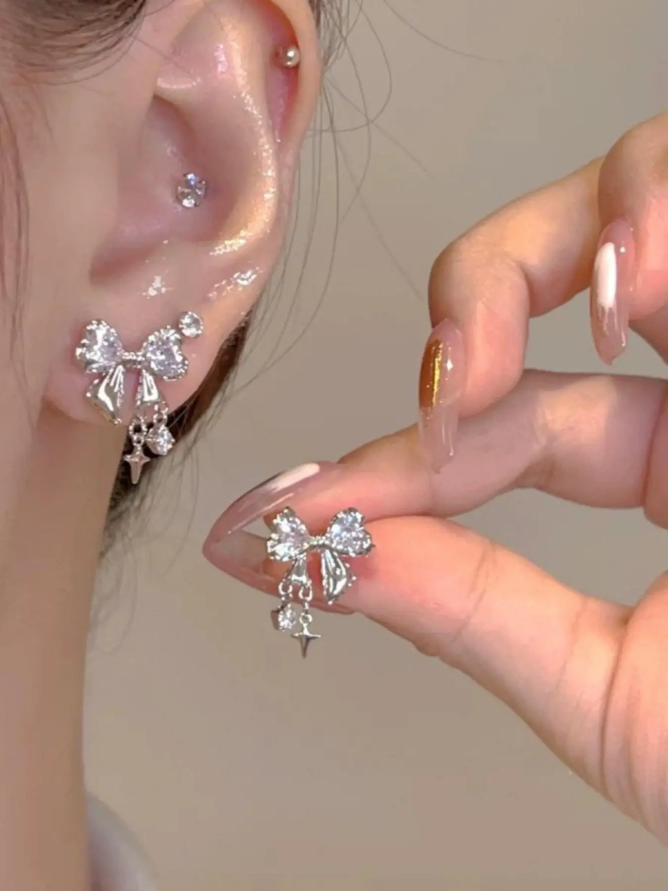 Cute Bowknot Design Earrings, Fashionable Rhinestone Decor Earrings for Women & Girls, Trendy All-match & Exquisite Jewelry for Birthday Gift, Dainty Fashion Jewelry, Ear Studs