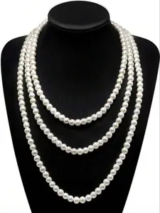 Elegant 72-Inch Pearl Multi-Layer Necklace, String of Pearls, Perfect for Women's Daily Wear & Special Occasions, Stylish Jewelry Accessory