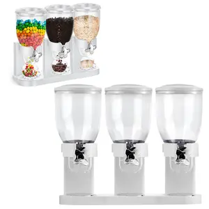 Cereal Dispenser Countertop, 2L Triple Dry Food Dispenser Candy Organizer Containers Storage for Pantry, Christmas, Rice, Grains, Nuts, Snack,Oatmeal, Pet food