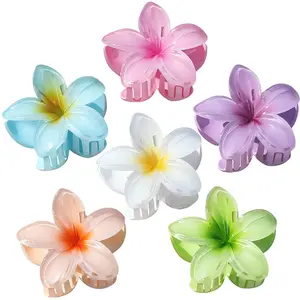 Women's 6-Piece Floral Claw Clip Set - Hawaiian-Style Large & Medium Plumeria Designs, Tropical Hibiscus Beach Accessories, Suitable for Thick & Fine Locks hair fathersdaygiftideas alligator
