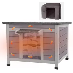 Aivituvin-Insulated/Heated Wooden Cat House with Soft Liner | Waterproof Roof,Stray Cat House,Winter Cat House