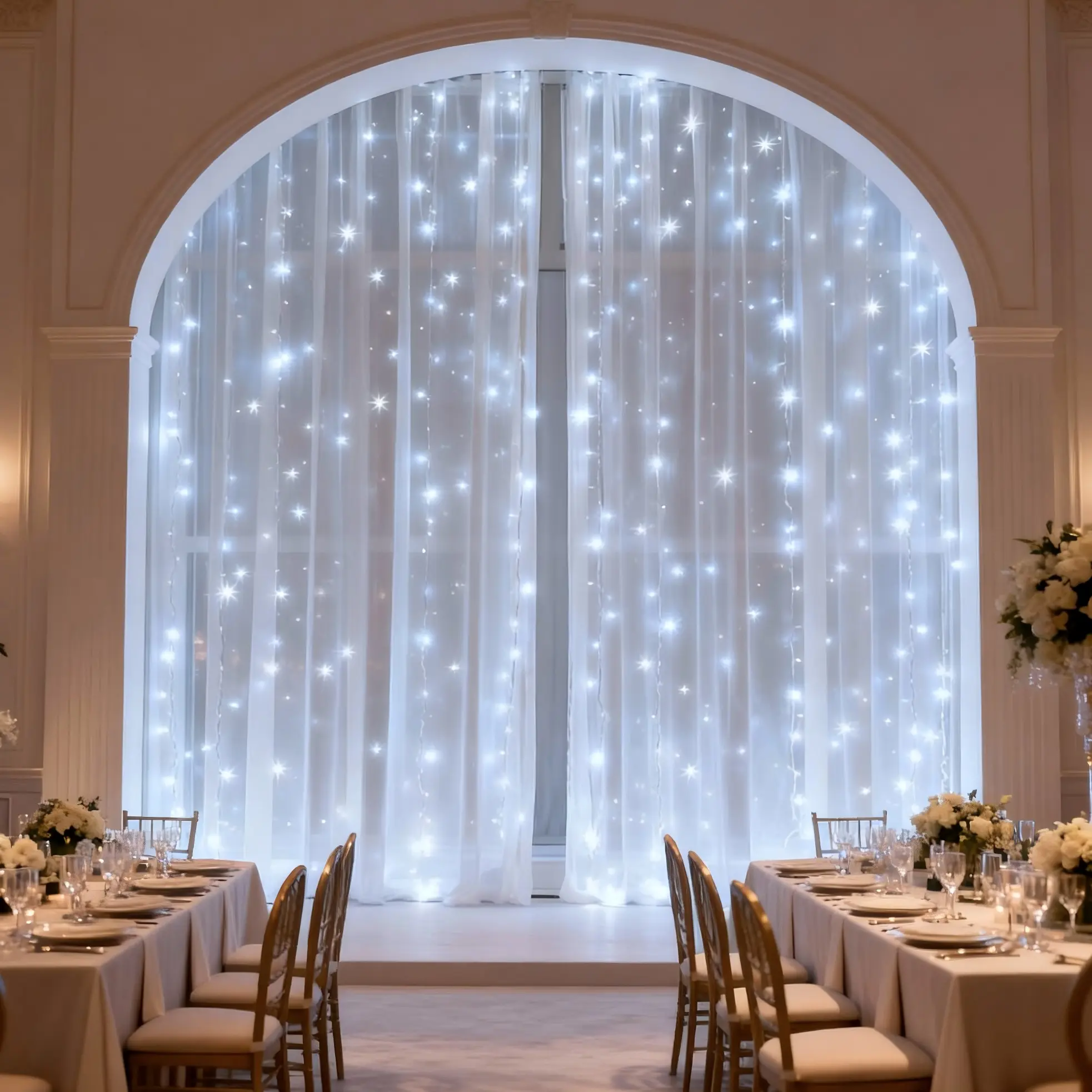 White LED Curtain Lights USB Powered, Eight Functions Holiday Room Decoration Decorative String Lights for Christmas Festival Decorations Super Bright LED