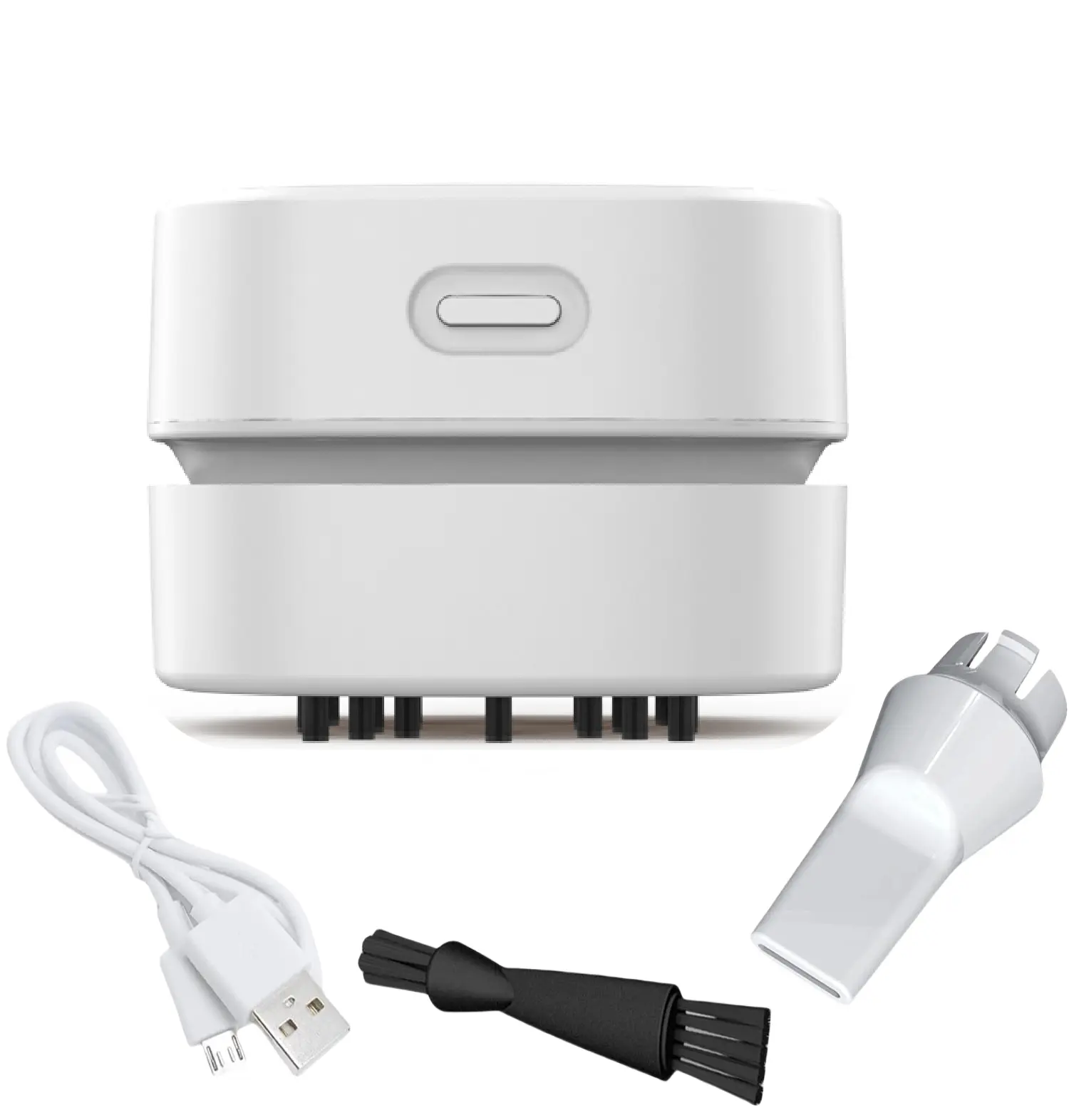 Desk Vacuum Cleaner with Wireless Charger Mini Table Dust Sweeper Energy Saving Endurance up to 400 mins Cordless 360º Rotatable for Keyboard Home School Office