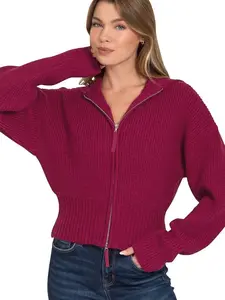 DOUBLE ZIPPER COLLAR SWEATER