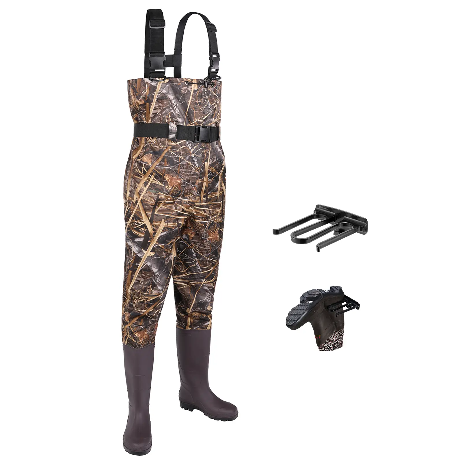 Men's & Women's Chest High Waterproof Fishing Waders - 2-Ply Nylon/PVC with Attached Boots, Boot Hanger, Adjustable Fit, Flip-Out Chest Pocket, Hand Wash Only, Ideal for Hunting, River Fishing (Choose the Right Size)