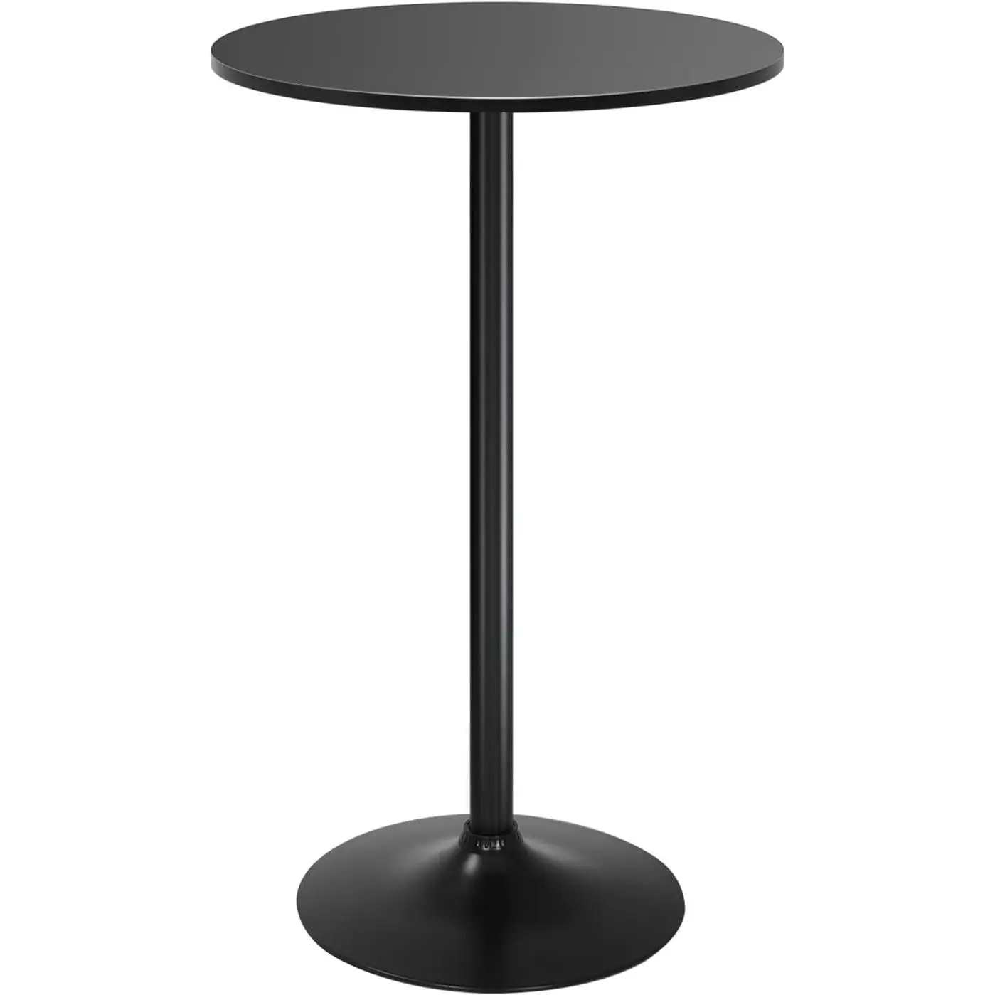 Round Bar Table 40" Height Modern High Top Pub Table with Solid Top & Sturdy Metal Base, Cocktail Table for Bistro, Home, Kitchen or Dining Room, Black