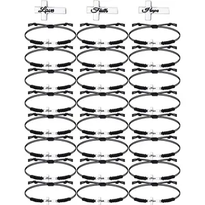 24 count Christian  Bracelets Gifts Adjustable Religious Faith Hope Love  String Bracelet Bulk  Friendship Wristband for Girls Men Women  Present Bulk