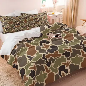 2/3 pieces Duck Hunter Green Camouflage Hunting Soft Bedding Set Full Black Brown Comforter Cover Set for Boys Teens Camo Army Duvet Cover Breathable Wild Bedspread Cover Room Decor Quilt Cover,No Comforter！Includes 1 Duvet Cover and 1/2 Pillowcase