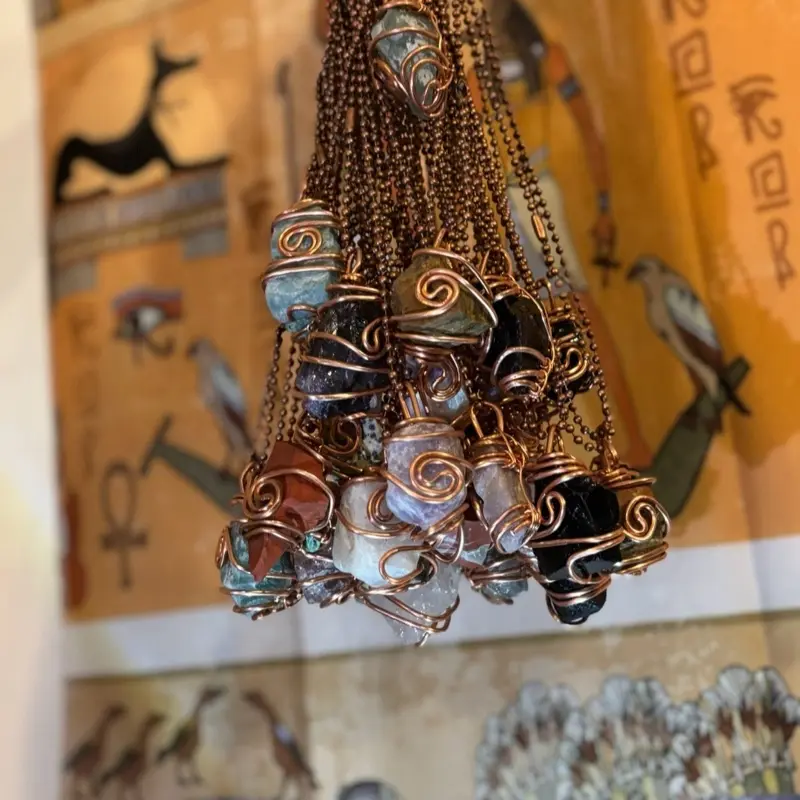 Handmade Spiral Copper Wrapped Crystal Pendants Energy Healing Necklaces Unique Healing Properties for Daily Wear