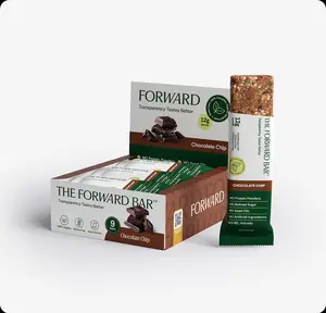 The Forward Bar Whole Food Protein Snack – Organic Clean Ingredient Bar with Seeds, Dates and Honey – 12g Protein, No Preservatives or Seed Oils – Chocolate Chip - 9 Pack