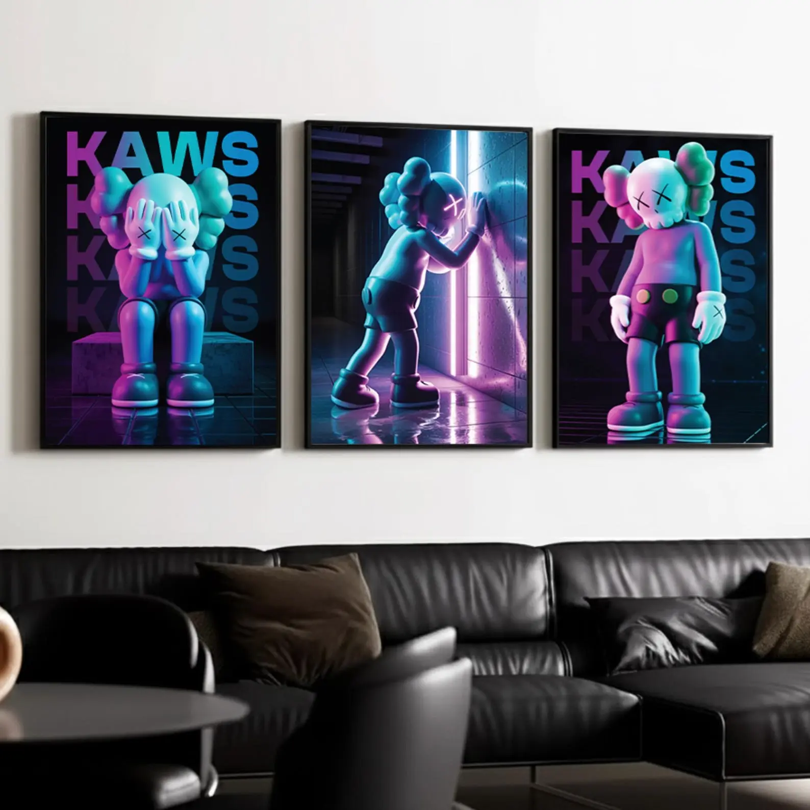 Neon KAWSS Figure Poster Set: Hypebeast Graffiti Art