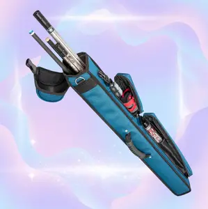 EVO Billiards 2x3 Hard Cue Case - Blue | Velvet-Lined Protection, Durable Synthetic Leather, Shoulder Strap & Accessory Pocket