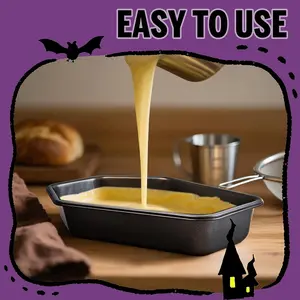 A set of coffin-shaped cake mold kits, Carbon steel mold, made of durable carbon non-stick material, featuring rectangular baking molds, suitable for Halloween cakes, cupcakes, and Gothic desserts, as well as skull-shaped cake molds, Non Toxic Bakeware