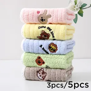 Baby Towel Set, Coral Fleece Baby Square Towels, Saliva Towels, Cute Cartoon Embroidery, Unisex, 25x25cm, Animal Pattern