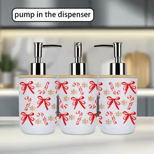 1pc Christmas dispenser, cartoon candy cane with bow, dual-function toothbrush cup dispenser - reusable for shampoo, shower gel, bathroom, and kitchen use; a Valentine's Day/Christmas gift (assembly required, parts inside the cup)