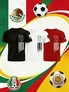 Men's 3-Pack Quick-Dry Short Sleeve T-Shirts, Flag Print Sports Tops, Lightweight Breathable Gym Running Basketball Shirts, Athletic Shirt