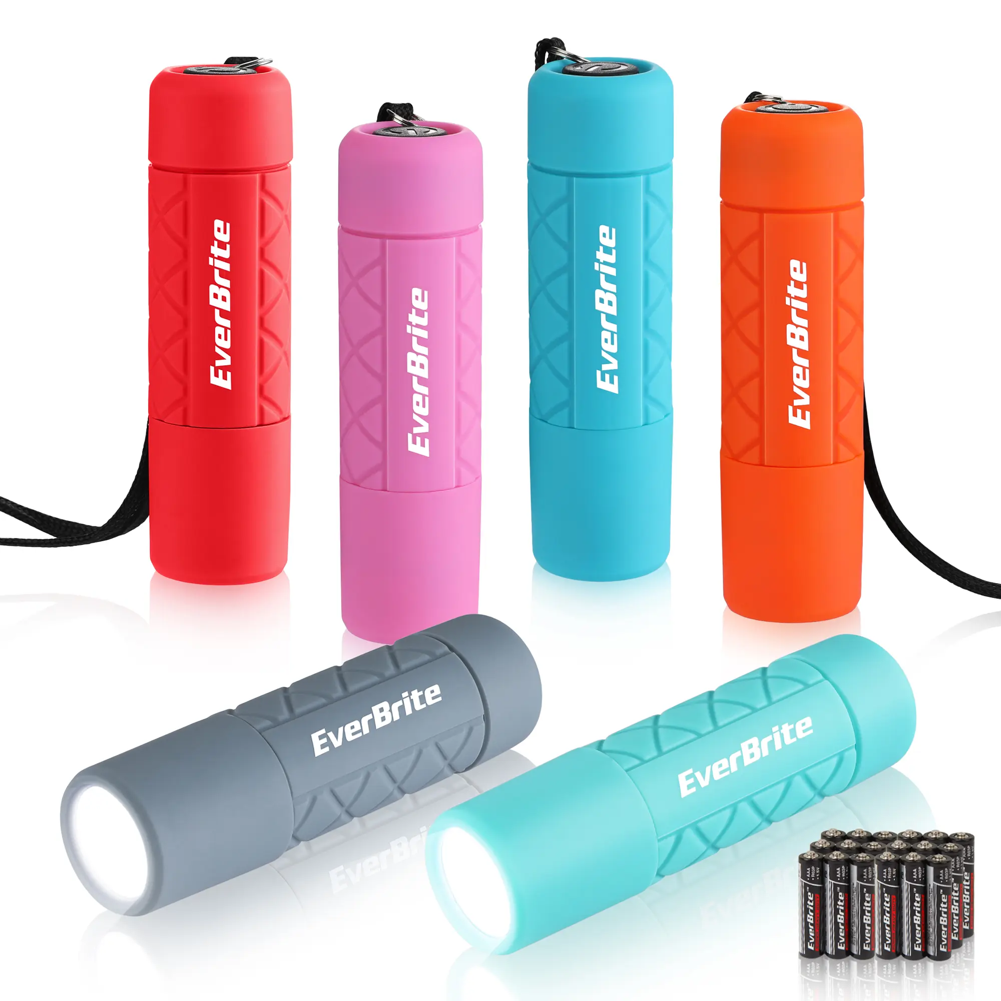 #fathersdaygift EverBrite 6-Pack Mini Flashlight Set, Small Multicolor Flashlights with Lanyard, 1W Led for Camping, Hiking, Emergencies, 18 AAA Batteries Included, Gift for Christmas Birthday Anniversary
