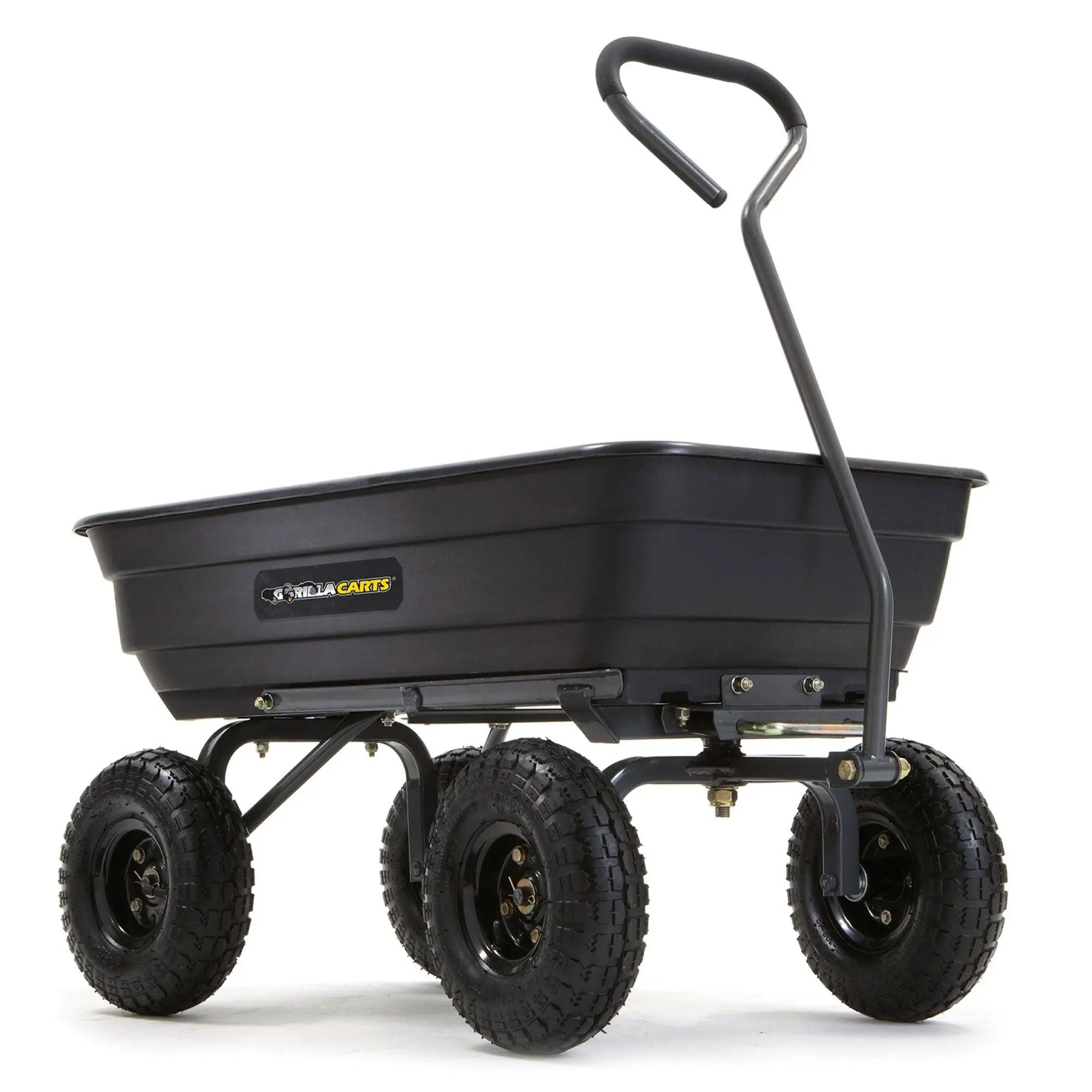Gorilla Carts 600 Pound Poly Garden Outdoor Yard Rolling Haul Utility Dump Cart