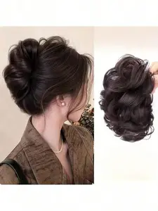 Women's Curly Hair Scrunchie Bun, Fashionable Natural Puffy Hair Clip, Ponytail Holder, Elastic Hair Rubber Band, Bobble Headpiece, Wavy Curly Ponytails