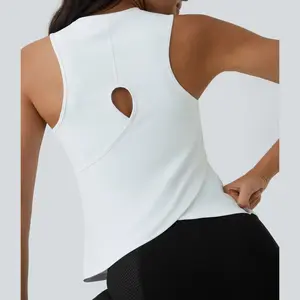 Halara Cut Out Crossover Hem Solid Yoga Tank Top