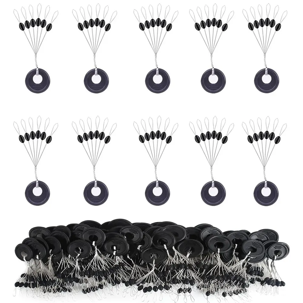 600 Pk Fishing Rubber Bobber Peg Sinker Stopper Black Oval Bead Eagle Claw Texas Rig Weight Floats Stops Durability Flipping Terminal Tackle Accessories for Saltwater Freshwater 3 Size Fishing Equipment Fishing Supplies