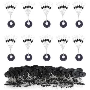 600 Pk Fishing Rubber Bobber Peg Sinker Stopper Black Oval Bead Eagle Claw Texas Rig Weight Floats Stops Durability Flipping Terminal Tackle Accessories for Saltwater Freshwater 3 Size Fishing Equipment Fishing Supplies